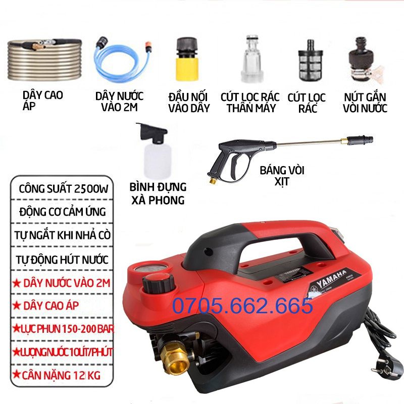 Máy rửa xe gia đình thế hệ mới yamaha 2800w ha889a siêu bền- lõi đồng 100%- có chỉnh áp