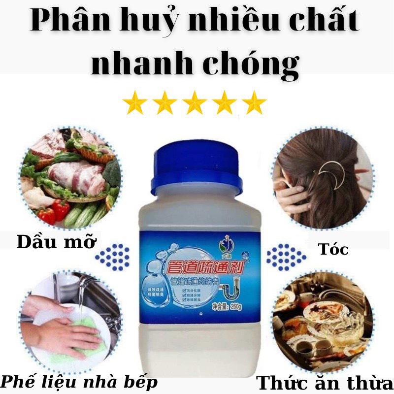 Bột thông cống siêu mạnh Bột thông tắc bồn cầu bồn rửa mặt bồn rửa bát Thông cống nghẹt tại nhà đơn giản Thông tắc cống dầu mỡ lâu ngày