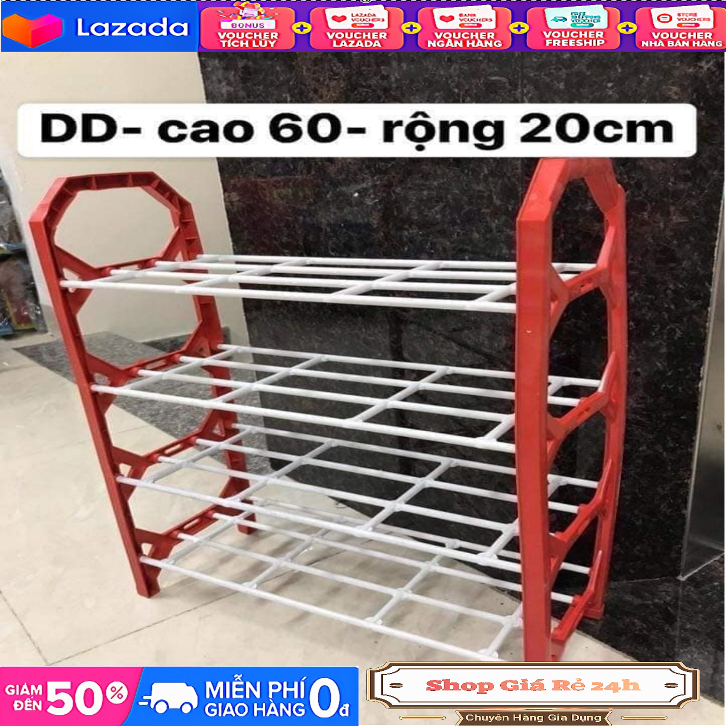 Kệ Để Giày Dép Bằng Nhựa Chịu Lực 4 Tầng Đa Năng