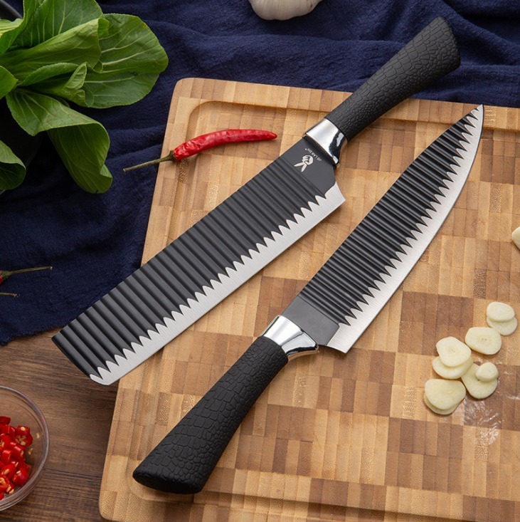 Combo 2 Dao Thái Thịt Nhật Bản, Lưỡi Gợn Sóng Chống Dính, Lưỡi Dao Được Gia Công Tỉ Mỉ Cho Độ Bén Hoàn Hảo. Sự Lựa Chọn Số 1 Của Đầu Bếp