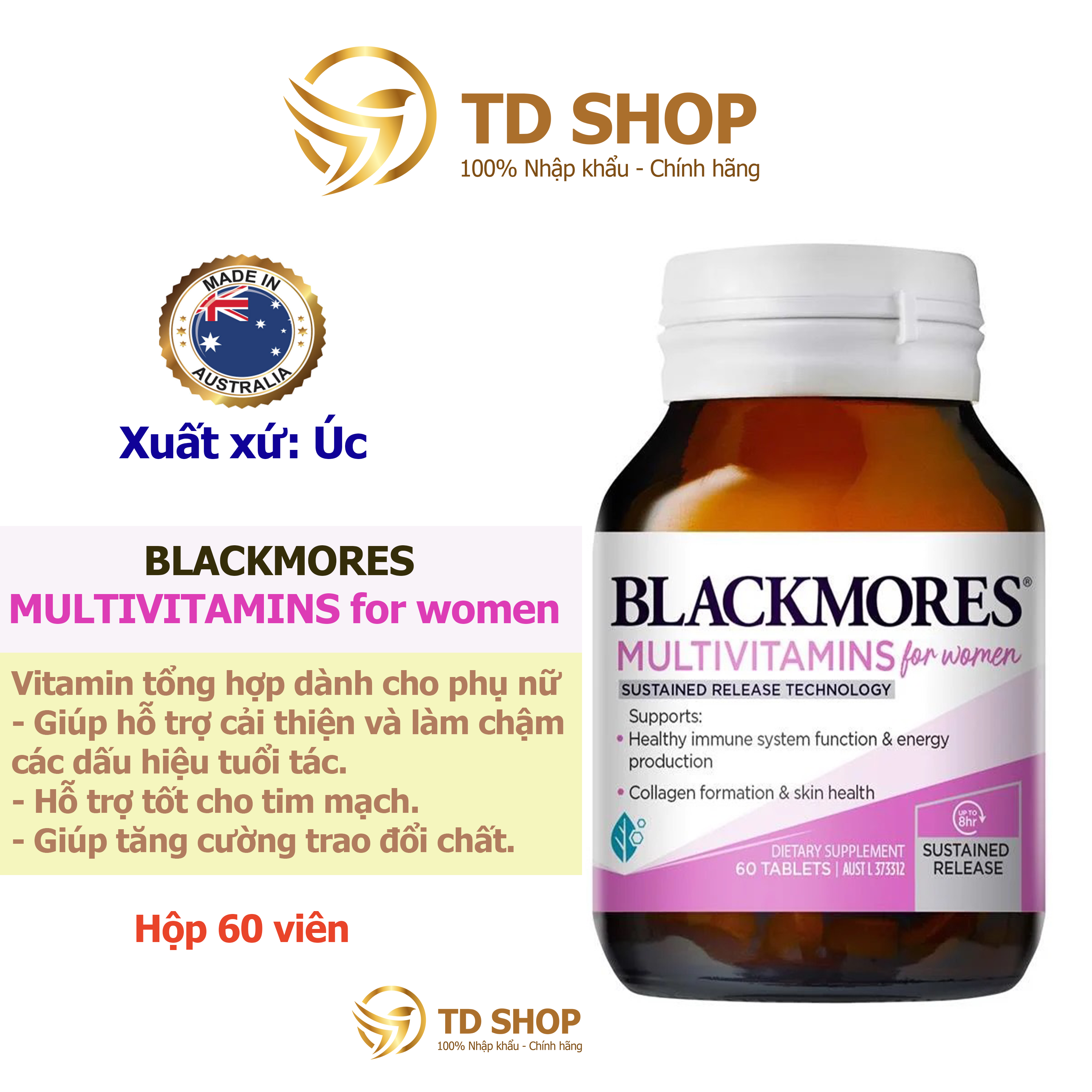 NK Úc Vitamin tổng hợp cho phụ nữ Blackmores Multivitamin for Women - TD