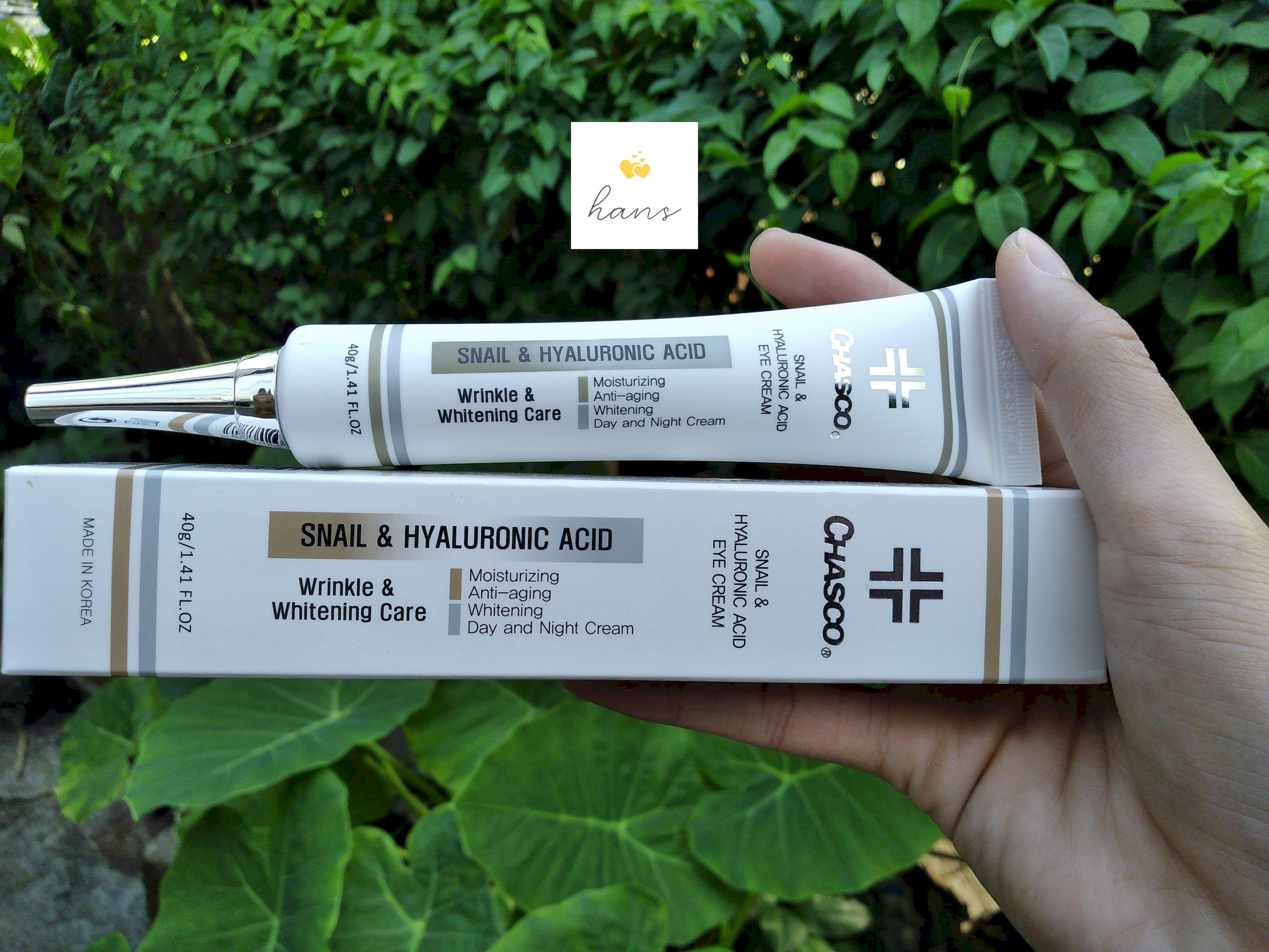 Kem Giảm Quần Thâm và Chống Nhăn cho Mắt CHASCO Snail &amp; Hyaluronic Acid Eye Cream 40g từ Hàn Quốc