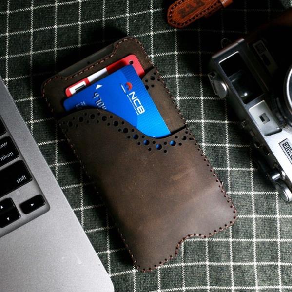 Bao da siêu bền điện thoại i.phone da thật rất đẹp đặt riêng ram leather cover one dark brown