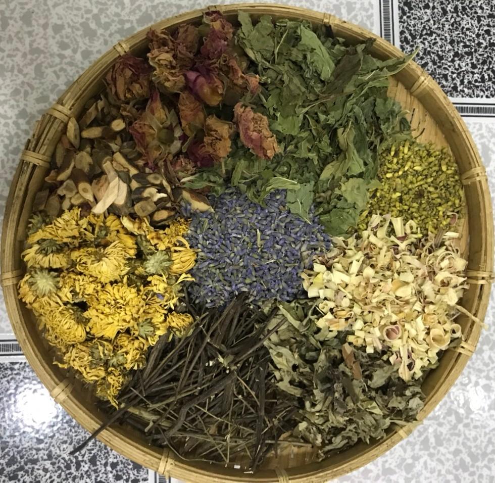 Túi 10 vị thảo mộc xông hơi 100g loại bỏ bã nhờn thông thoáng chân lông dùng cho mặt và cơ thể