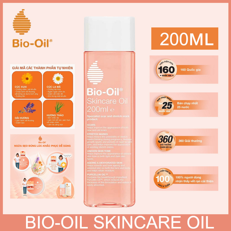 Dầu rạn da Bio-Oil Dầu sinh học 200ML -ngăn ngừa vết rạn da sau khi mang bầu, giúp cải thiện vết rạn da và làm mờ sẹo