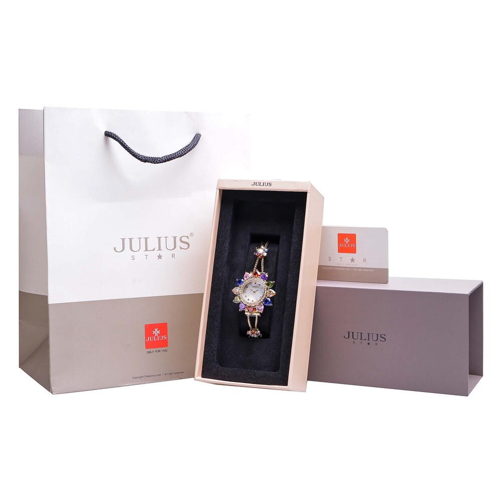 Đồng Hồ Nữ JS-021A Julius Star Mặt Hoa Đính Đá swarovski (Vàng ) 17