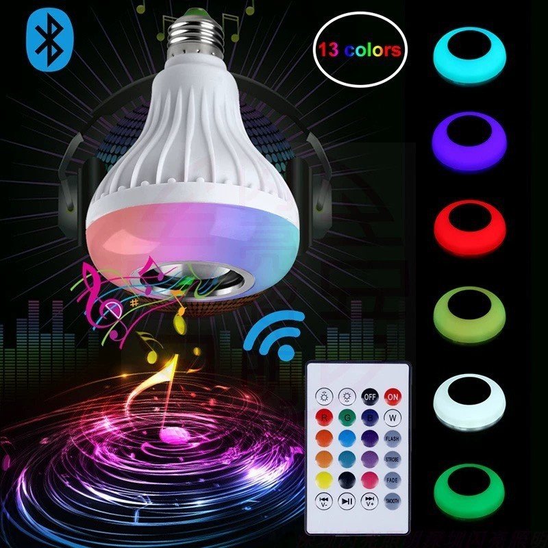Bóng đèn led đổi màu e27 tích hợp loa bluetooth điều khiển từ xa thay đổi màu sắc độc đáo