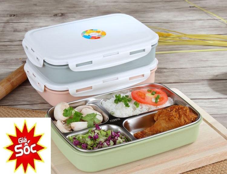 hộp hâm nóng thức ăn, hop ham nong com van phong, hop ham com inox, hộp cơm ủ nóng - Hộp cơm văn phòng chất lượng được thiết kế 4 ngăn với chất liệu inox 304 cao cấp an toàn với sức khỏe của mỗi người