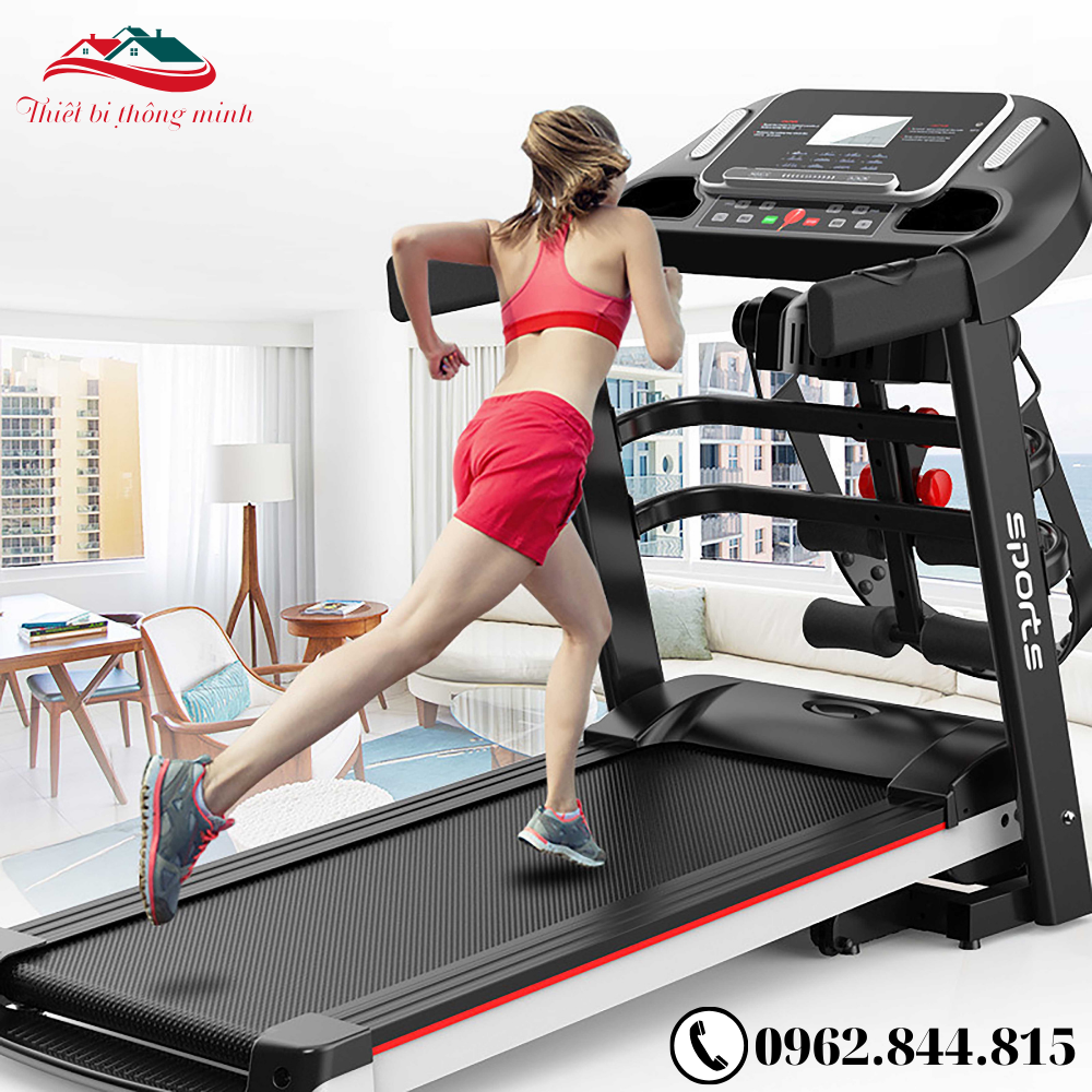 Máy chạy bộ đa năng gấp gọn tại nhà tốc độ tối đa 14 km/h kèm theo dây đai rung đánh mỡ bụng, Máy chạy bộ giá rẻ chịu tải 120kg giúp bạn tập luyện hiệu quả tại nhà