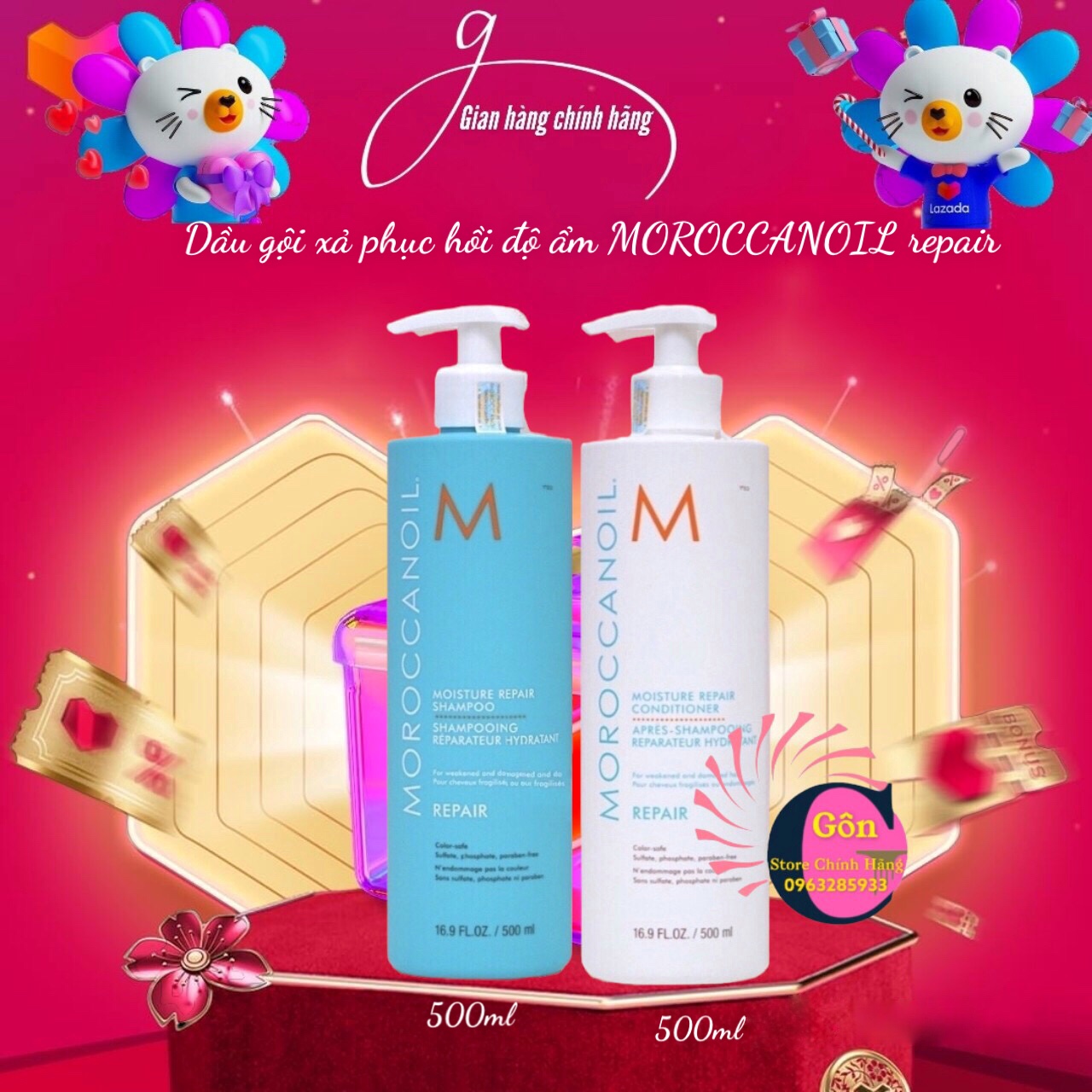 Dầu Gội Xả Phục Hồi Độ Ẩm Moroccanoil Repair 500ml - Moroccanoil Chính Hãng