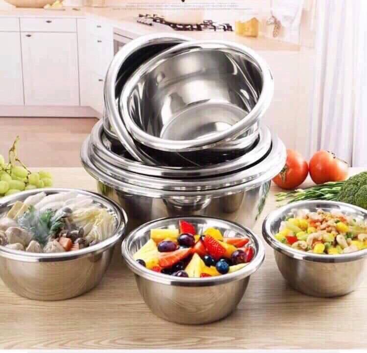 Set 5 món rổ và chậu inox