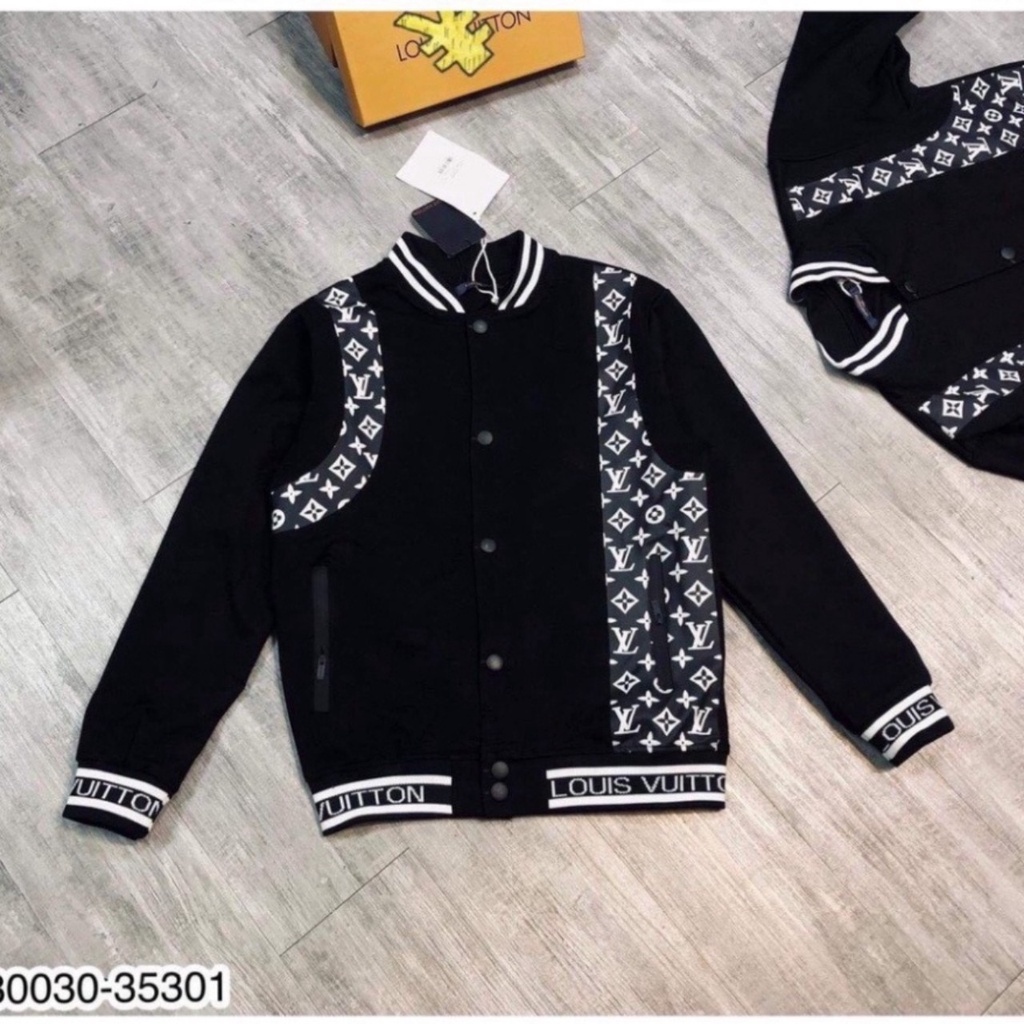 ☏♙◇ áo bomber áo khoác lv phối nỉ tay da phong cách hàn quốc hot 2021