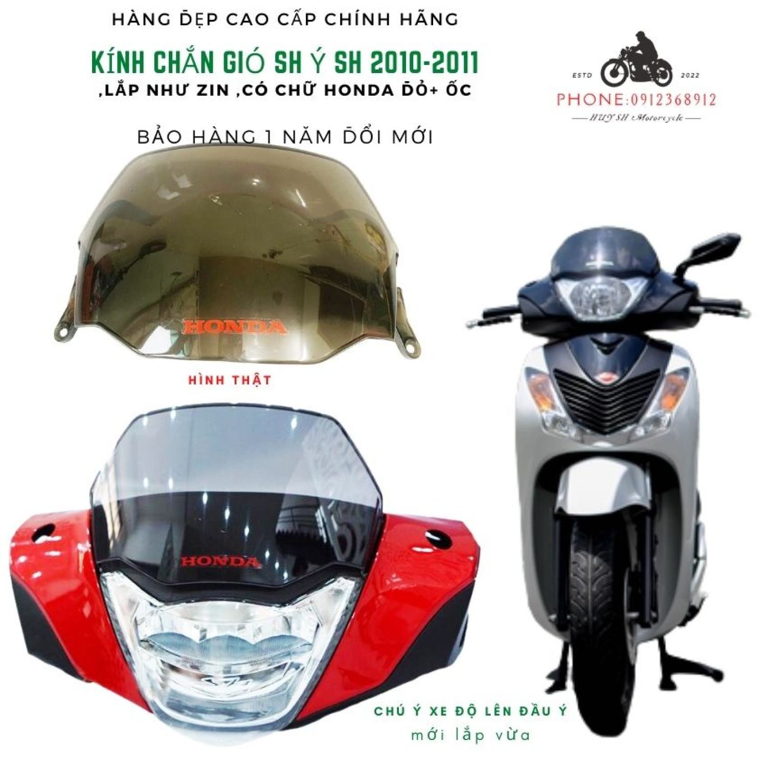 Kính Chắn Gió SH Nhập 2010/2011, SH Việt Nam Đời 2012 - 2022 Lên Đầu Ý