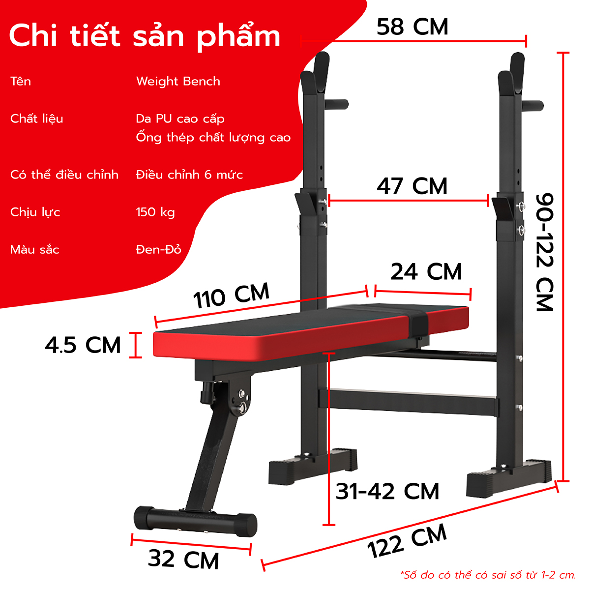 (GYM)SU-331-330 Ghế Tạp Tạ ,Tập Bụng Đa Năng Cao Cấp (Đọc kỹ nội dung mô tả sản phẩm)Tập Gym