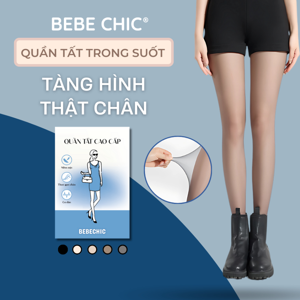 Quần Tất Siêu Mỏng Trong Suốt Tàng Hình Thật Chân BEBECHIC BT09 (ĐEN/DA TỰ NHIÊN/DA SÁNG/CAFE/XÁM)