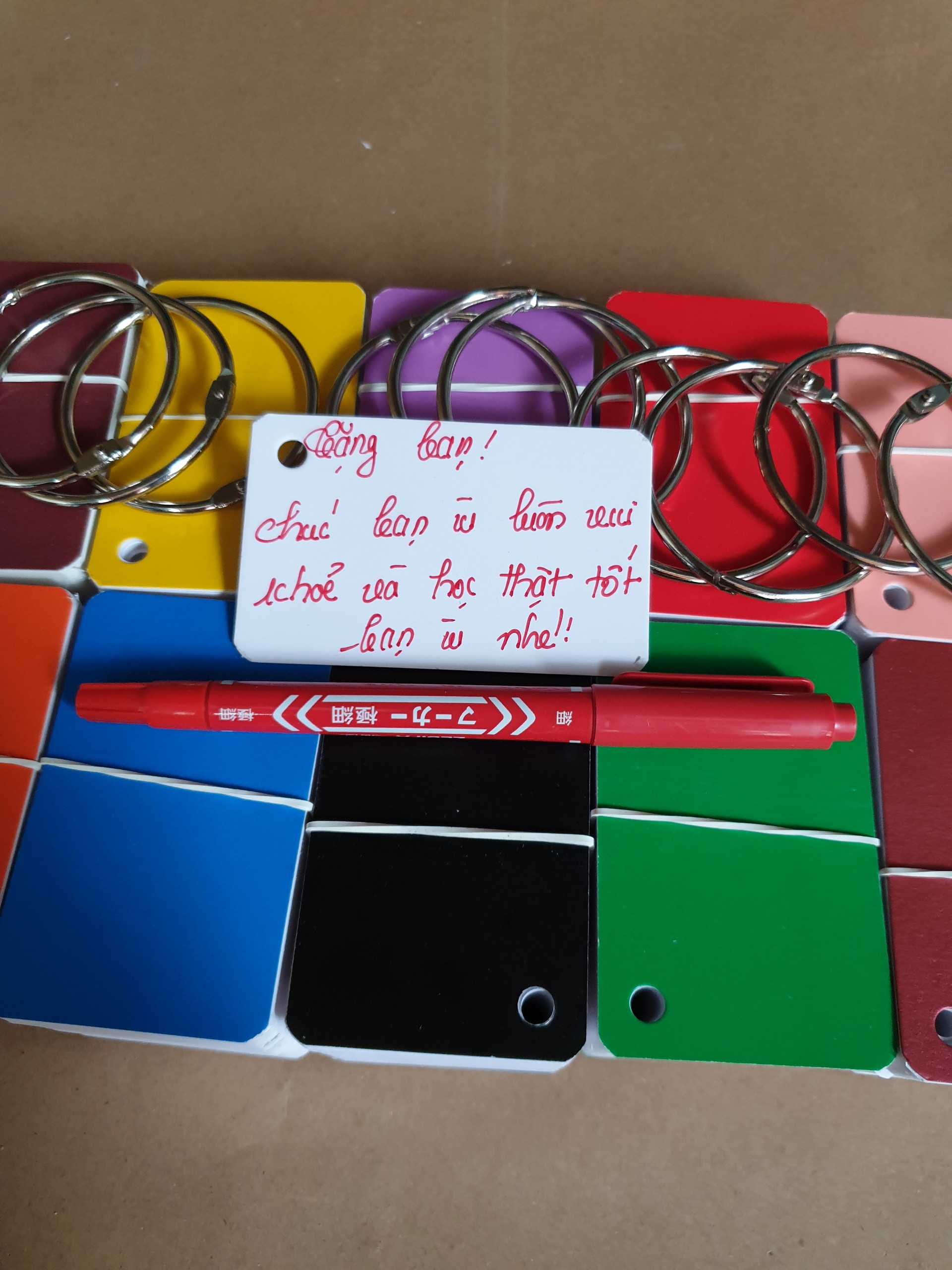 [HCM]1000 Thẻ Flashcard trắng siêu dày -bo góc-tặng bút lông dầu 2 đầu kèm khoen tặng bìa cứng như hình - học tiếng anh nhật hàn trung