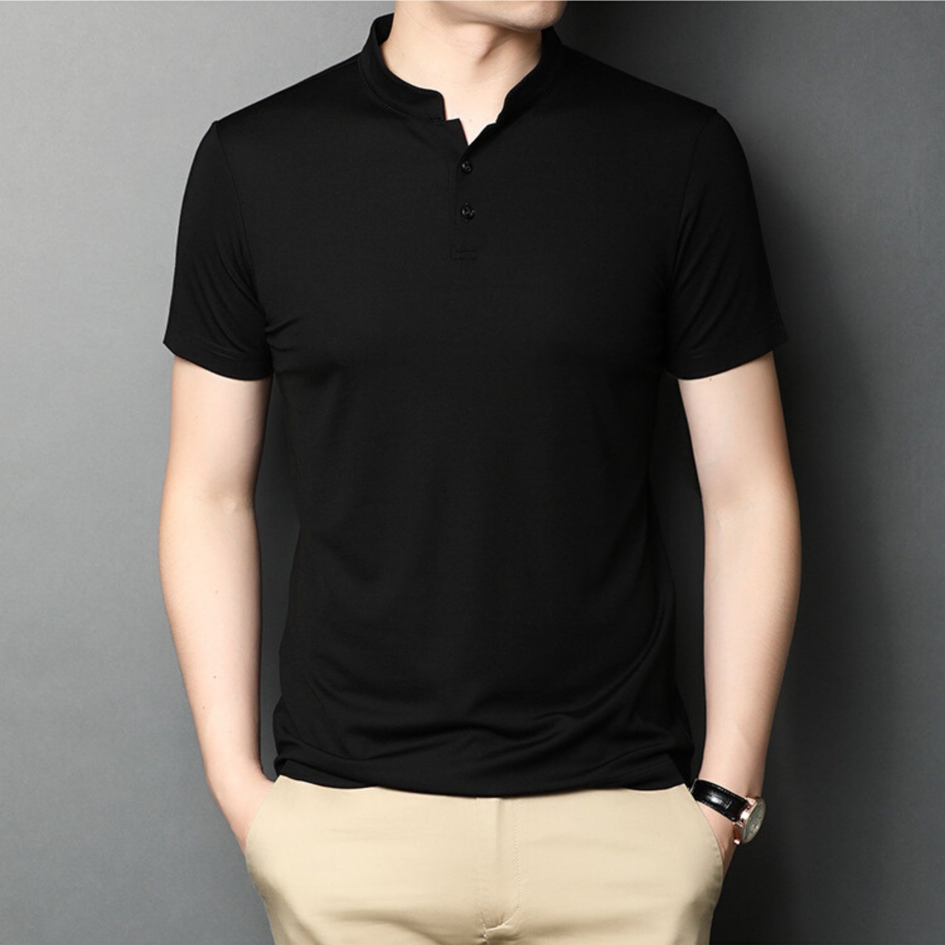 Áo thể thao nam, áo thun nam, áo thun nam có cổ vải thun lạnh co dãn 4 chiều chất mát