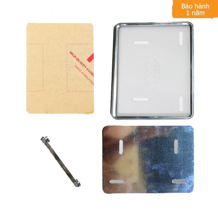 Full Bộ Biển Số Mica+ Lưng thép + Ốp Viền Trơn INOX chống nước cho xe máy, xe đạp điện cực đẹp