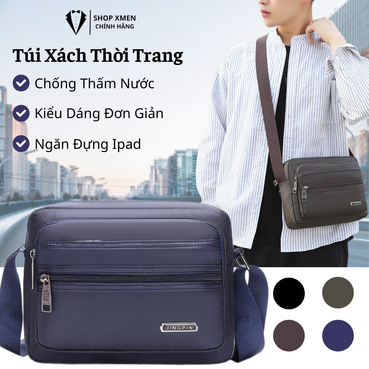  Túi Đeo Vai  Túi Đeo Ngực Túi Xách Thời Trang JINGPIN Đơn Giản Cho Nam T8 