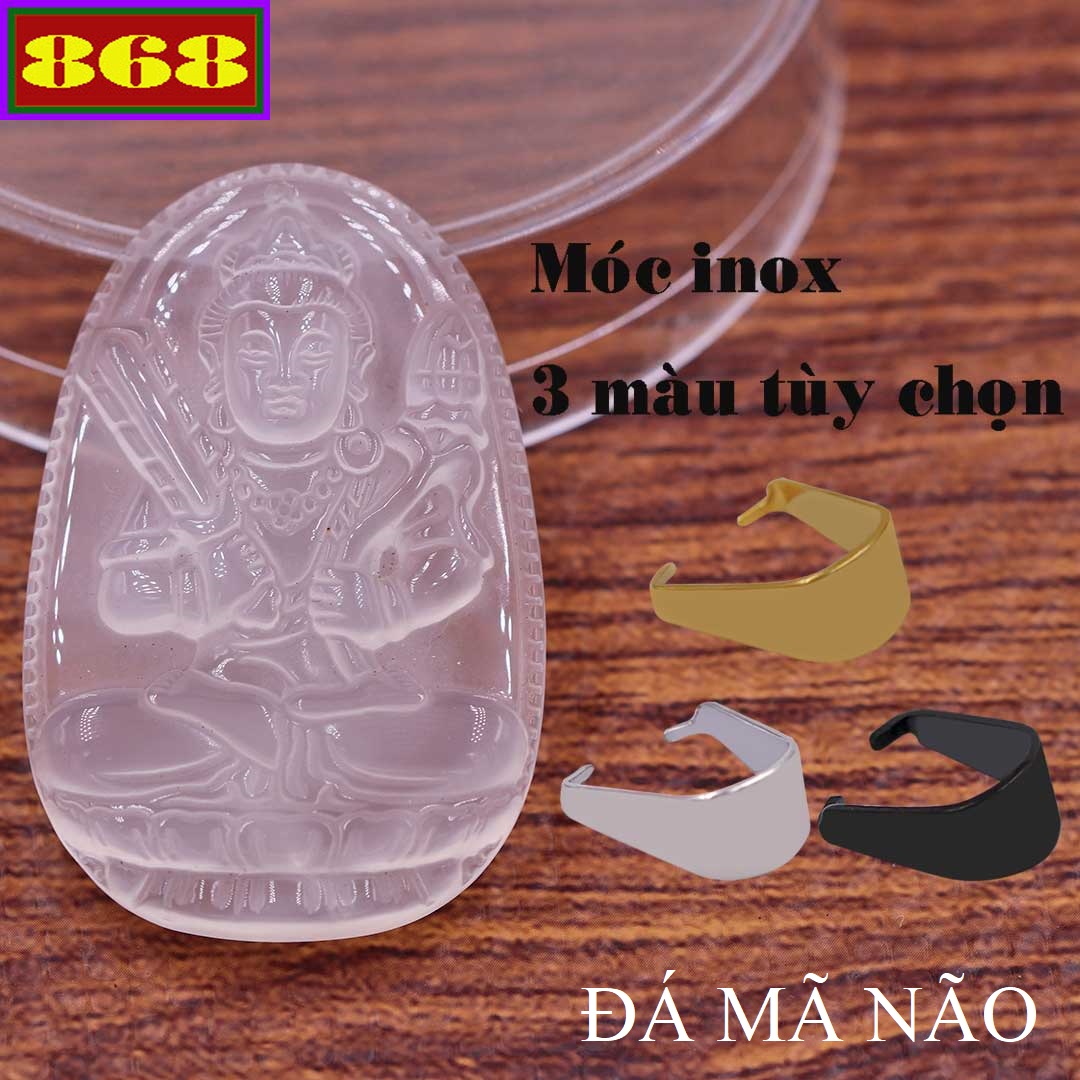 Mặt dây chuyền phật hư không tạng đá mã não trắng 3.6 cm - hộ mệnh tuổi sửu, dần - mặt phật bình an, thịnh vượng