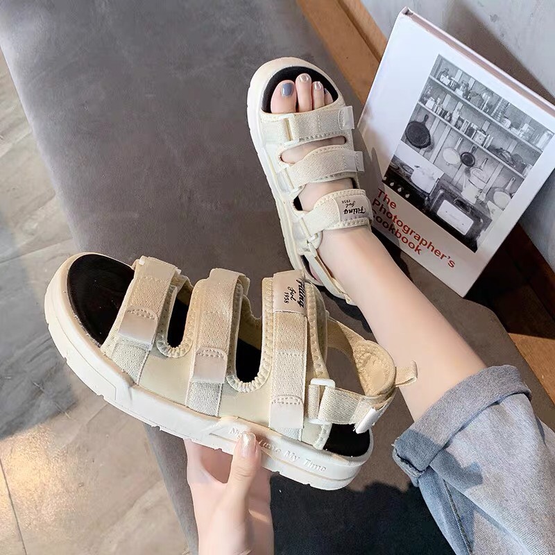 FREESHIP dép quai hậu, sandal quai hậu học sinh 3 quai dán siêu xinh,  dép quai hậu học sinh fiting đế cao su non 3cm cực đẹp