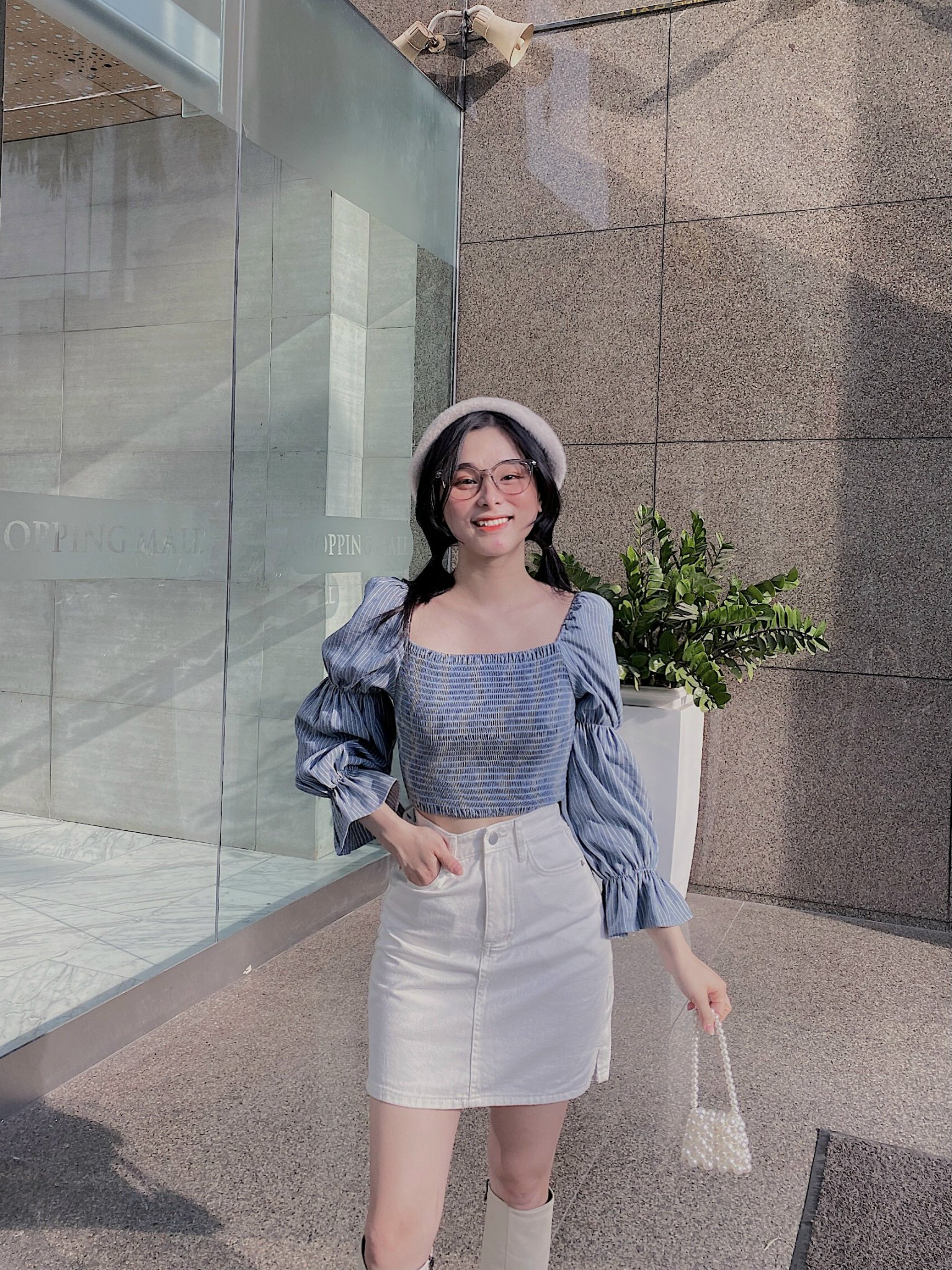 Áo kiểu nhún thun tay phồng the ciu - piren top