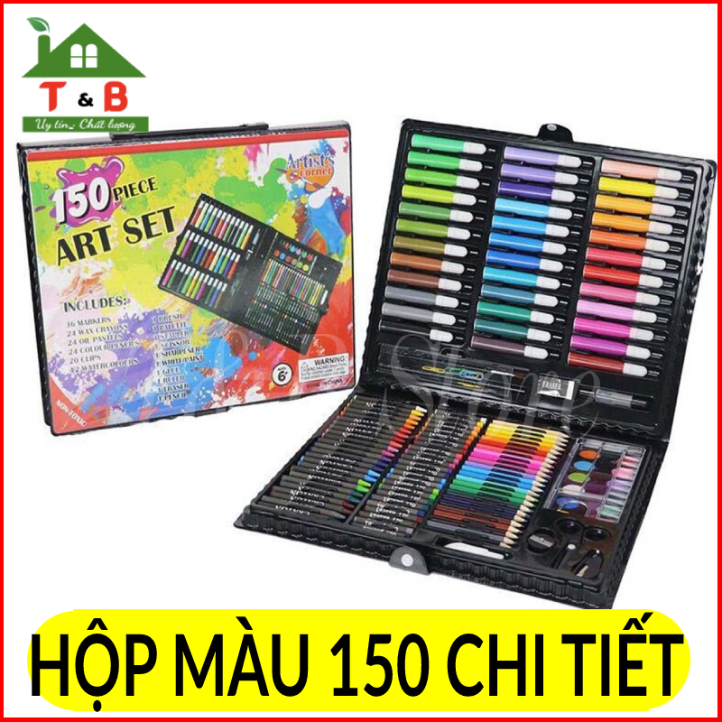 Hộp Bút Màu 150 Chi Tiết Cho Bé Yêu, Thiết Kế Gọn Gàng Thông Minh Tiện Lợi, Chất Màu Tốt, An Toàn Cho Bé