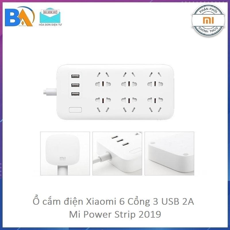 Ổ cắm điện Xiaomi - Mi Power Strip 6 Ổ điện / 3 cổng sạc USB 1A-2A - Chính hãng phân phối -Bảo Hành 12 Tháng