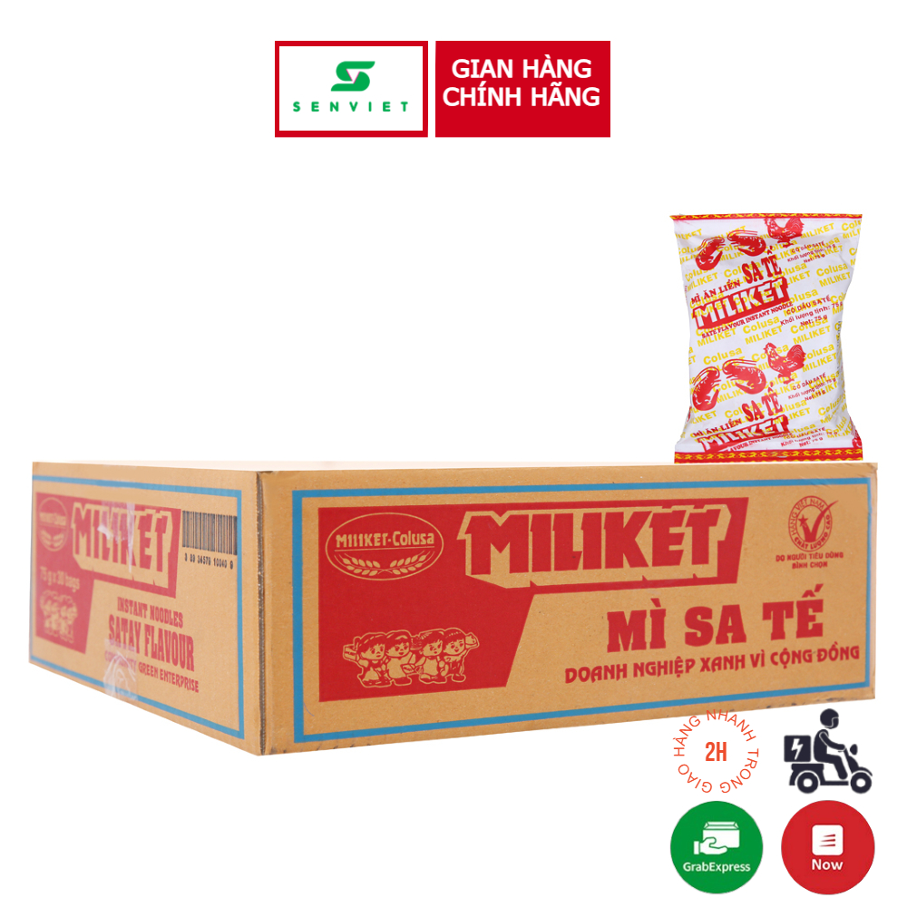 Thùng 30 gói Mì sa tế Miliket 65g
