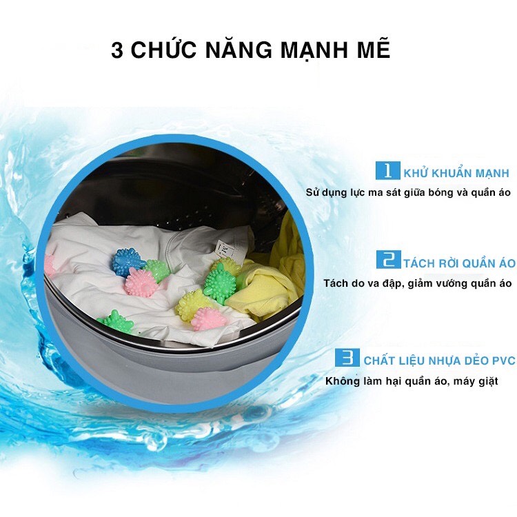 Combo 20 Bóng Giặt Nhím Cầu Gai Giặt Đồ Máy Giặt Giúp Làm Phẳng Quần