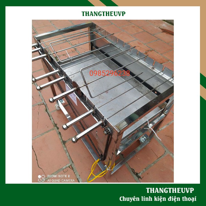 Máy nướng thịt, chả, gà, vịt quay tự động 12 xiên - Máy nướng inox - Bếp nướng than hoa_TIDC