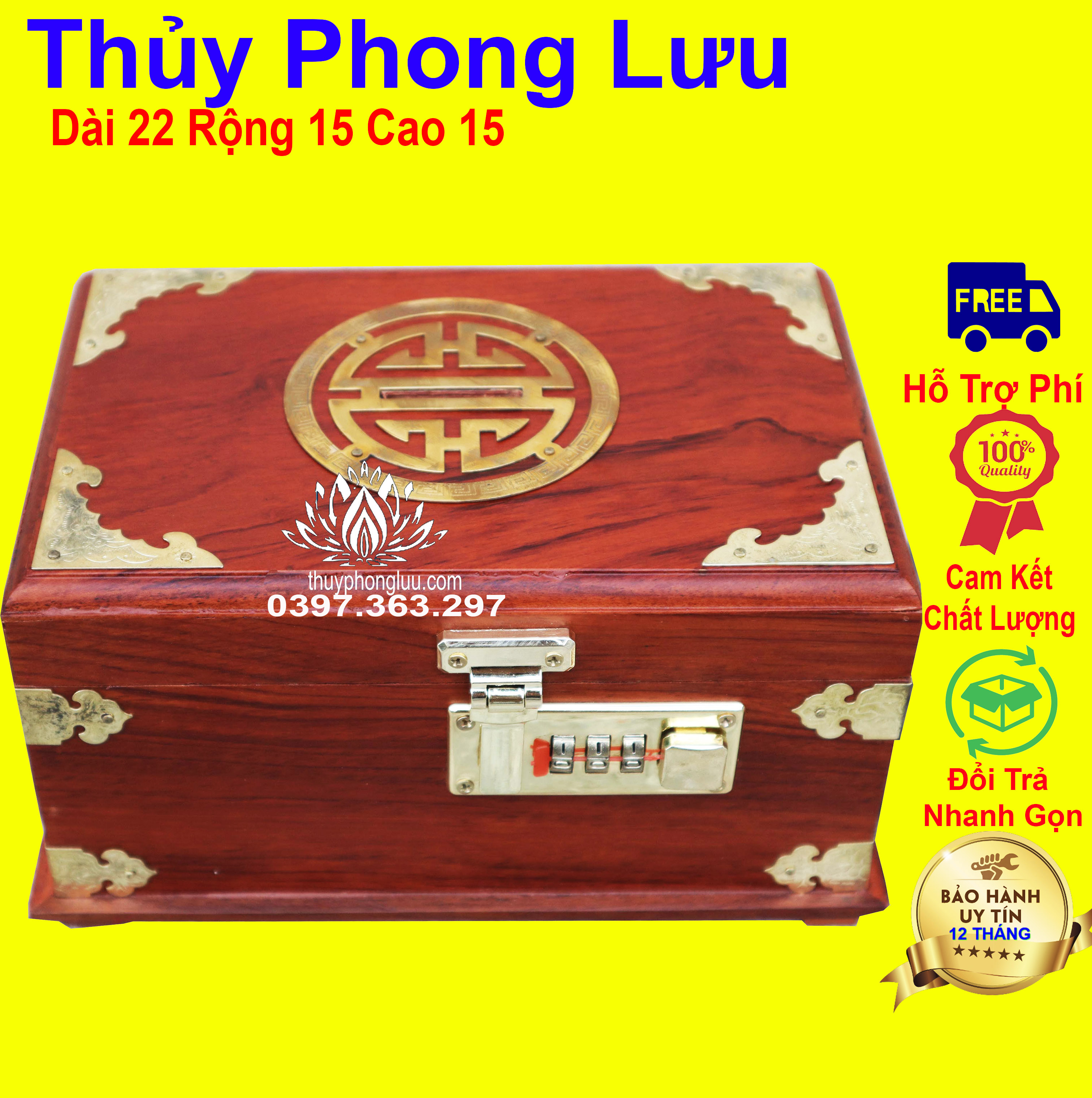 Hộp tiết kiệm đựng tiền gỗ hương cao cấp tiện lợi 21x15x13