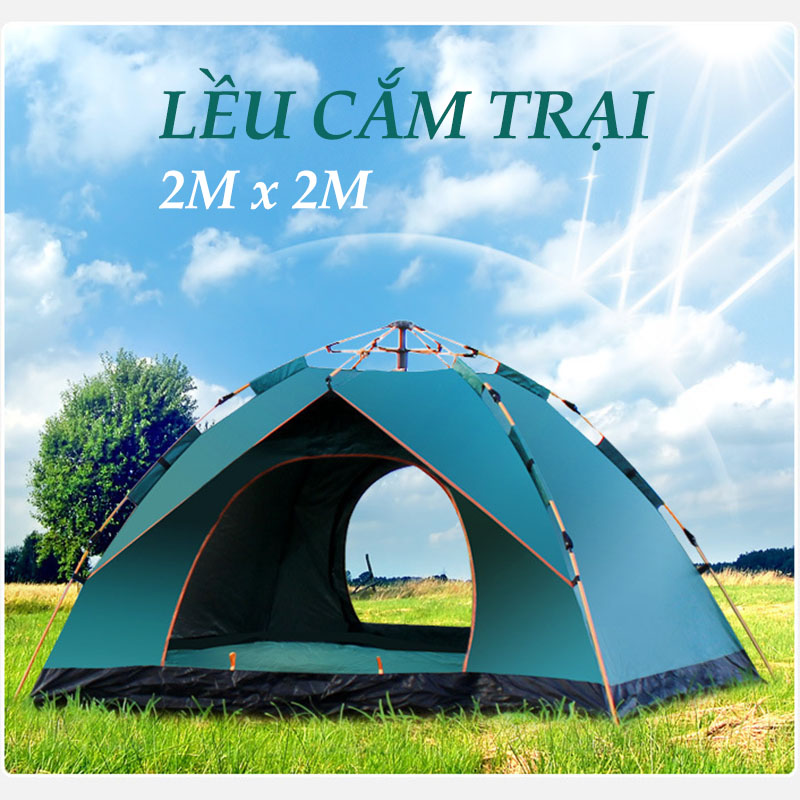 Lều cắm trại 4 người - Lều phượt du lịch tự bung dành cho 4 người, chống nước, tia bức xạ, thông gió 2 chiều