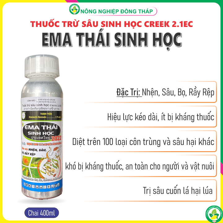 Thuốc Trừ Sâu Sinh Học CREEK 2.1EC  Hiệu EMA THÁI SINH HỌC – Đặc_Trị: Nhện, Sâu, Bọ, Rầy Rệp (Chai 400ml)