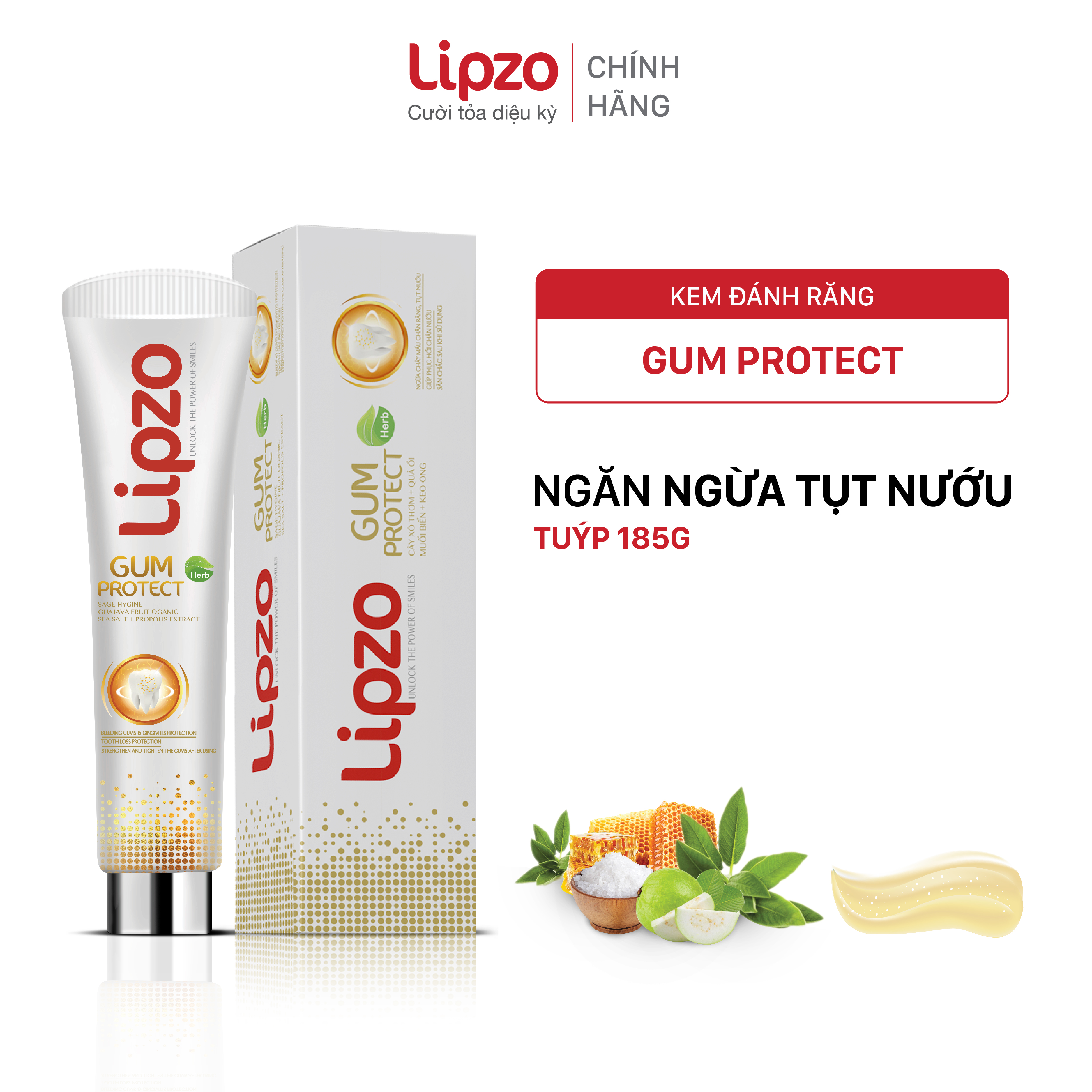 COMBO 03 Kem Đánh Răng Lipzo Gum Protect Ngăn Ngừa Tụt Nướu Và Chảy Máu Chân Răng, Ngừa Khuẩn 95G