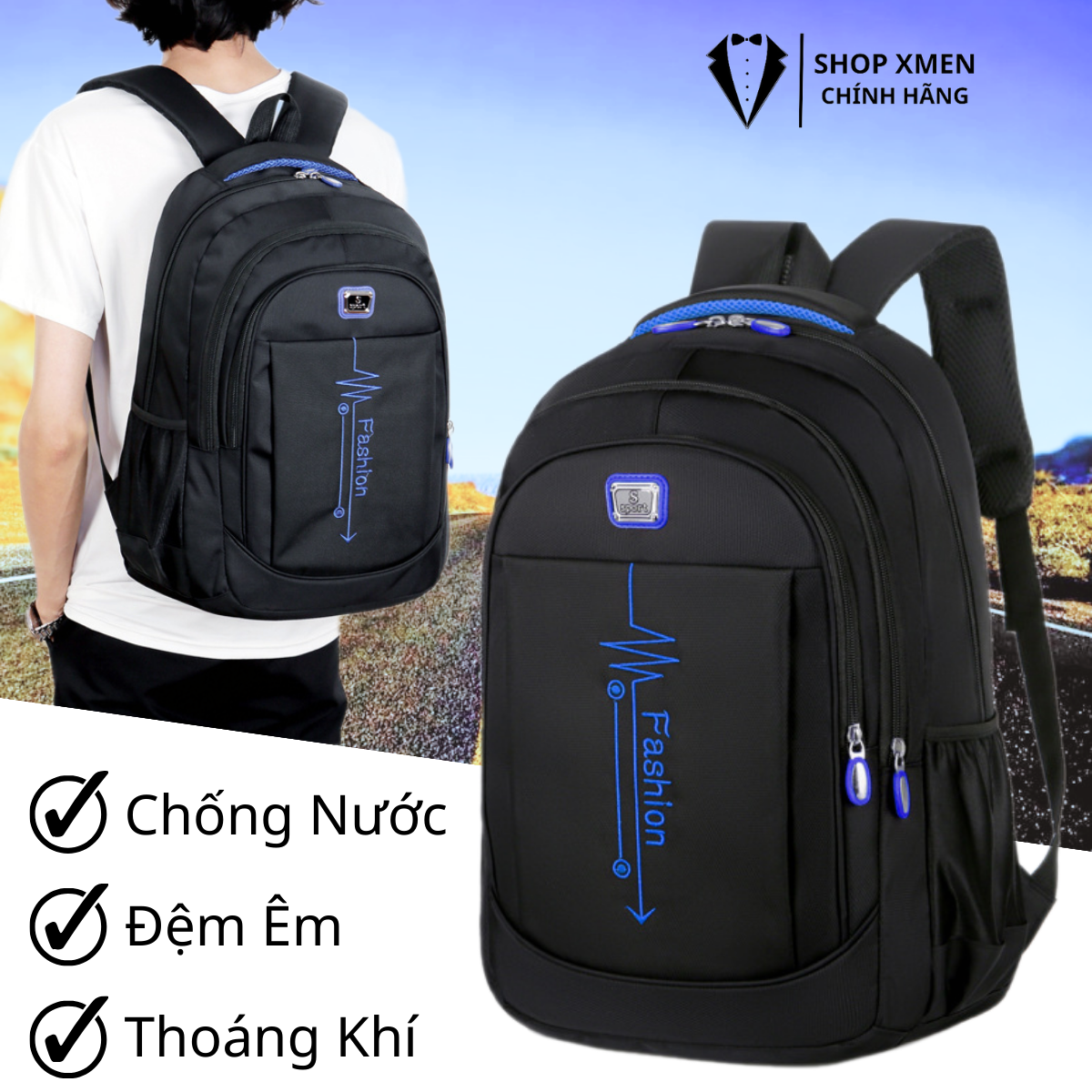 Balo nam nữ chống thấm nước sức chứa lớn phù hợp đi học đi du lịch dã ngoại t11