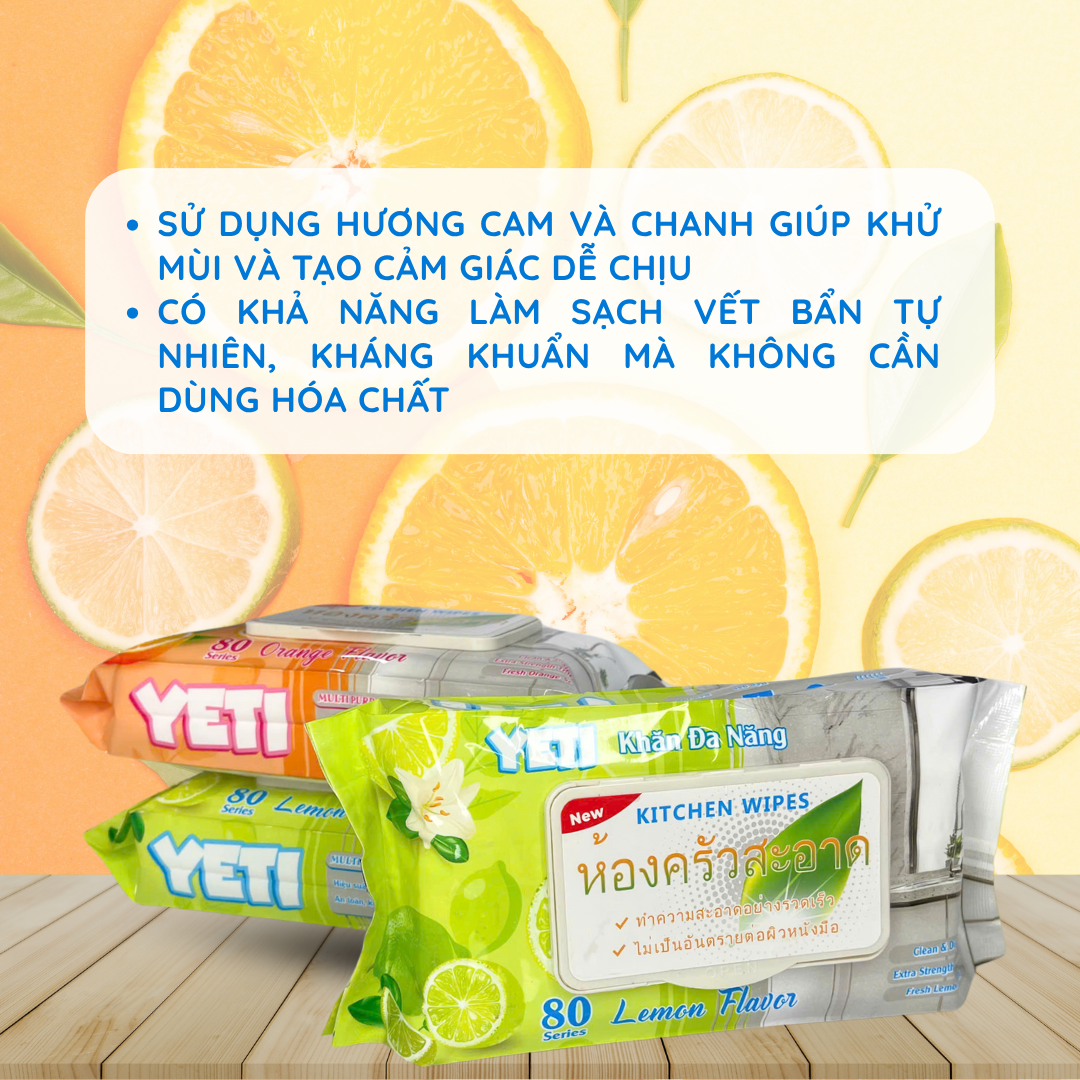 10 Gói Khăn ướt lau bếp, gói 50 tờ khổ lớn, ít nhờn, Không bọt, Khử mùi hiệu quả, khăn lau đa năng