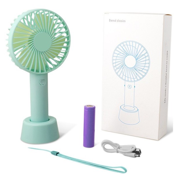 Quạt Mini Cầm Tay 4 Cánh Pin Sạc Có Đế Để Bàn - SDGSDG