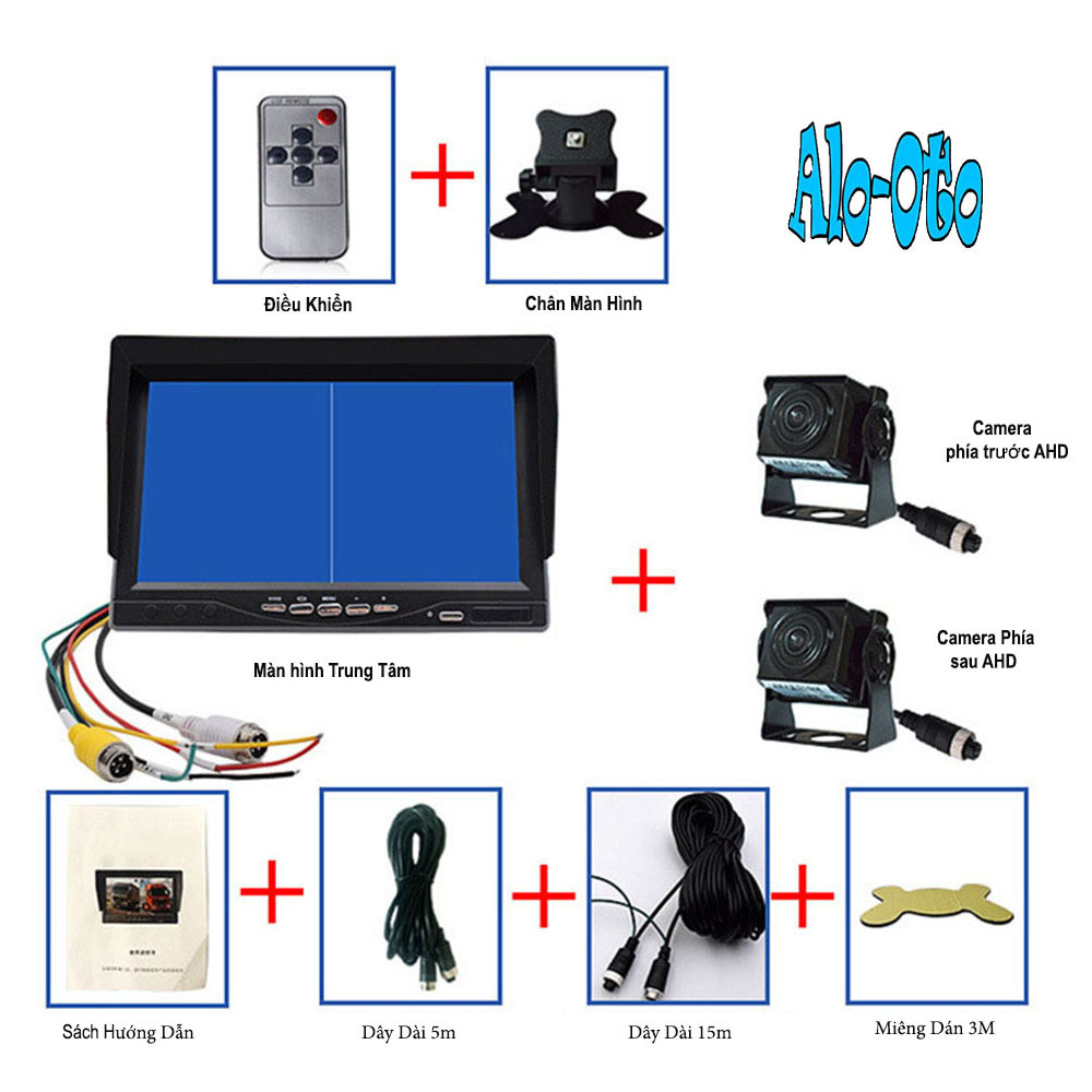 Màn hình 7 inch chia đôi ghi hình Full HD kèm hai camera AHD siêu nét chuyên dụng cho xe tải, xe công trình