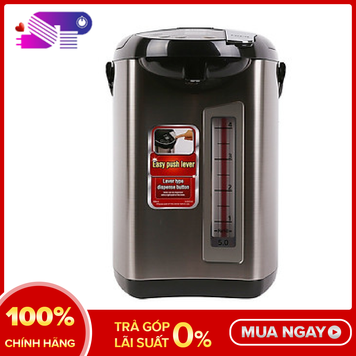 Trả góp 0% - bảo hành 12 tháng - bình thủy điện điện tử tiger 5l - pdu-a50w - hàng chính hãng