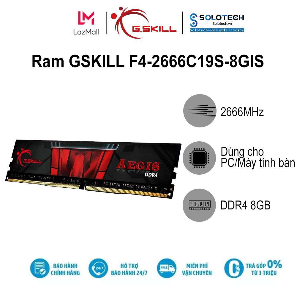 Ram Desktop PC GSKILL Aegis DDR4 2666MHz 8GB F4-2666C19S-8GIS - Hàng chính