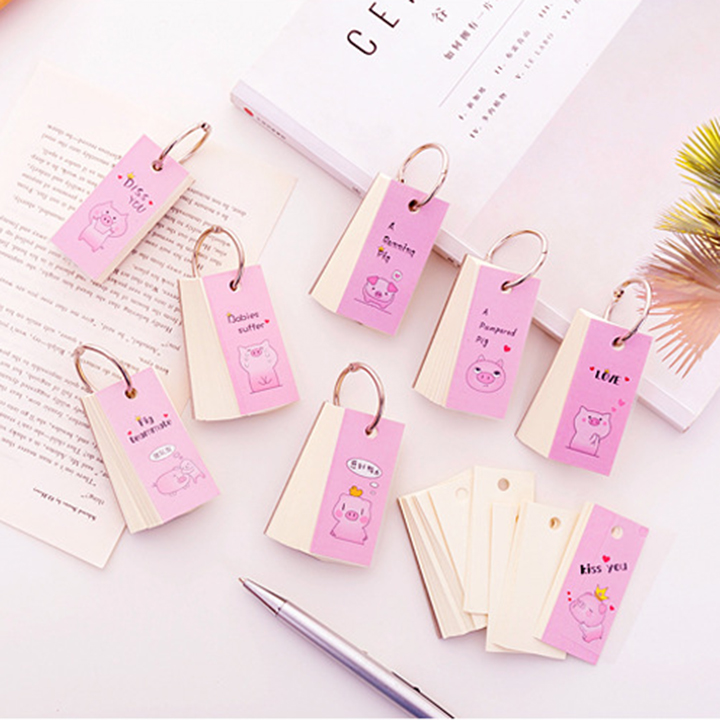 Flashcard nhỏ ghi nhớ học từ vựng hình Heo dễ thương