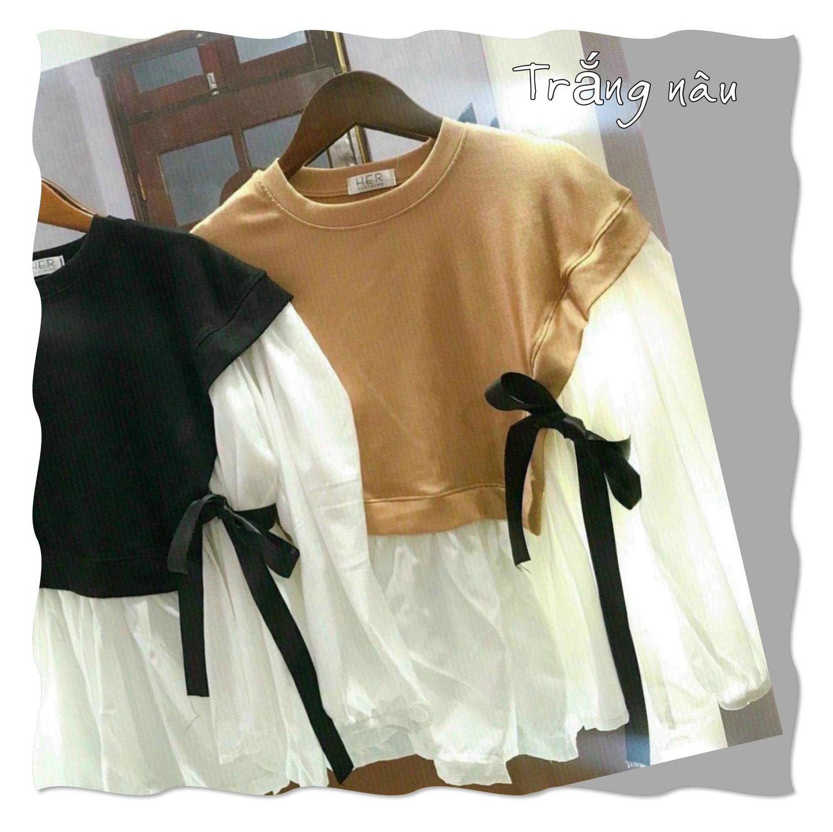 [HCM]ÁO SƠ MI KIỂU NỮ BABY DOLL BORIP PHỐI THÂN CÓ 2 MÀU THỜI TRANG