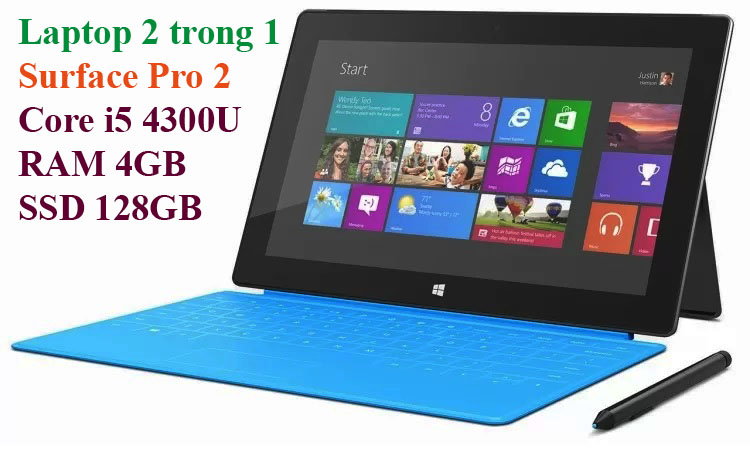Máy tính bảng microsoft surface pro 2, core i5 4300u, ram 4g, ssd 128g || win 10 pro 64bit || máy & sạc cáp chính hãng microsoft , không bàn phím
