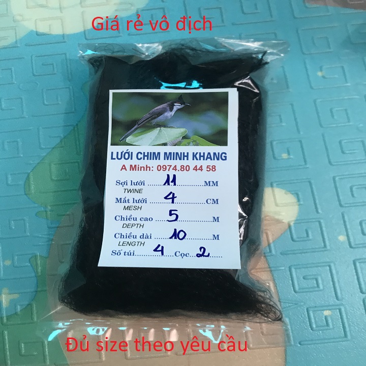 Lưới Bẫy Chim Tàng Hình , Lưới Bắt Chim Sẻ, Chào Mào, Chòe, Mi, Khứu, Sáo, Cu gáy, Cút, Khuyên,  dài 10m-15m-20m-30m-50m, Lưới Chim Sợi Cước Đen Tàng Hình. Lưới mắt 3 phân, 4 phân, 5 phân, 6 phân, 7 phân, 8 phân Bẫy Chim Tổng Hợp