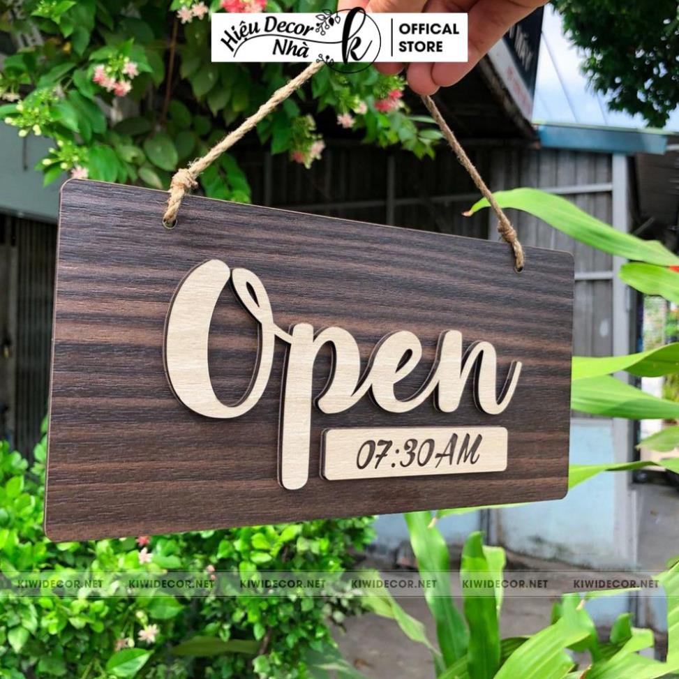Bảng treo open & closed 2 mặt, bảng gỗ trang trí đóng mở cửa, bảng gỗ treo cửa - hiệu nhà k