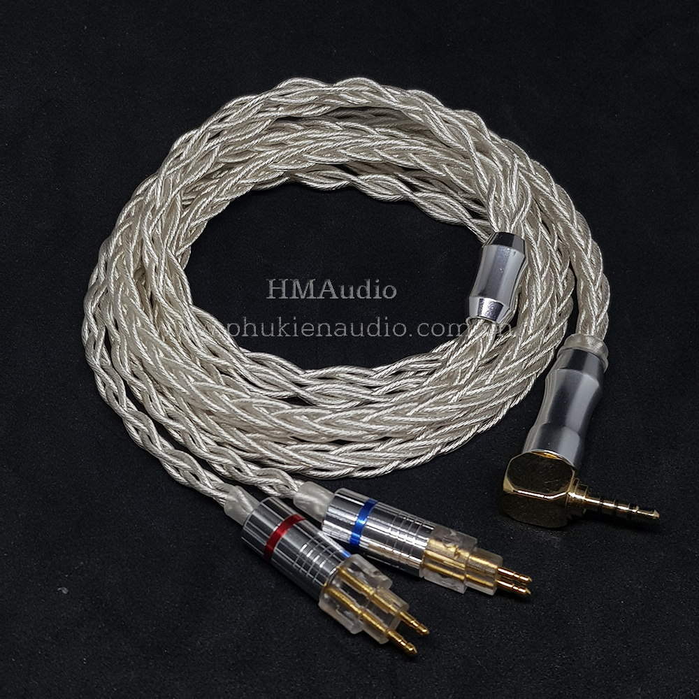 Dây tai nghe đồng mạ bạc ofc 1.2mm tết 8 - sennheiser hd650 hd600 hd660s hd25