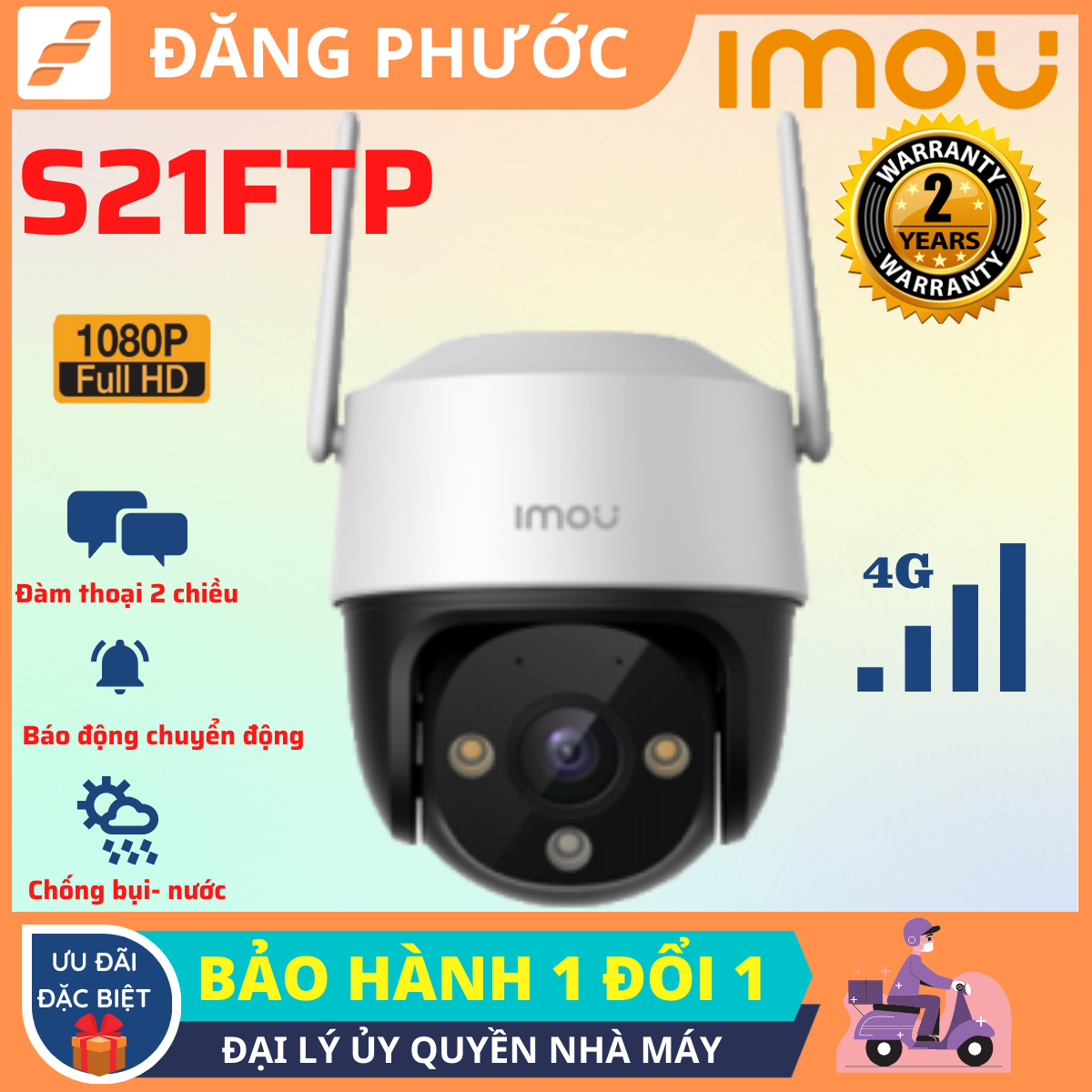 Camera dùng SIM 4G Imou S21FTP 2MP, hồng ngoại 30m