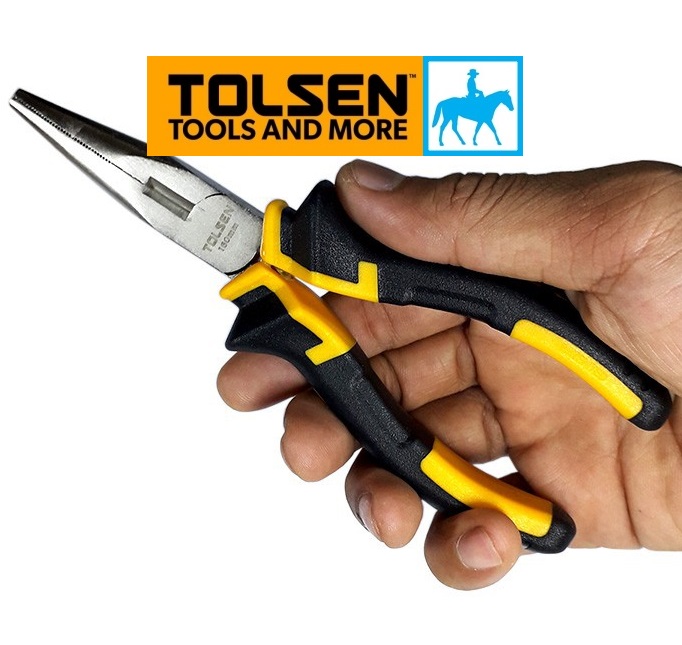 Kìm răng mũi nhọn 6inch 160mm crv long nose pliers tolsen 10021