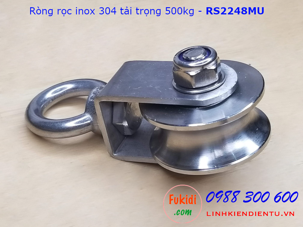 Ròng rọc inox 304 rãnh U,V bánh xe bi 22x48mm dài 107mm tải trọng 500kg - RS2248MU, RS2248MV